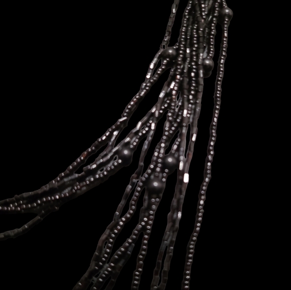 20" Vintage Black Multi Strand Necklace Lot 3 - Picture 2 of 3